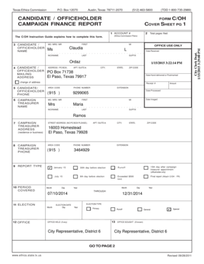 Texas Campaign Finance Report Form C/OH