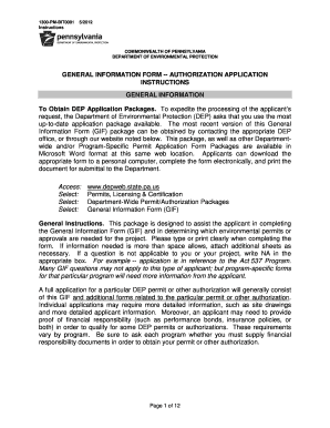 Pennsylvania General Information Form
