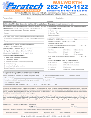 Certificate of Medical Necessity for Non-Emergent Ambulance Transport