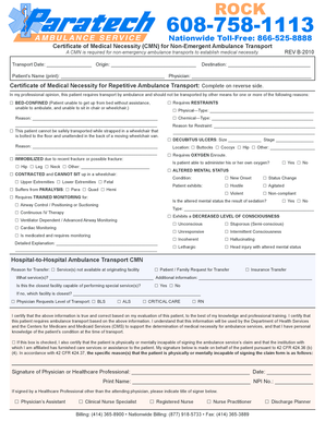 Certificate of Medical Necessity for Ambulance Transport