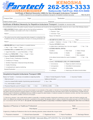 Certificate of Medical Necessity for Ambulance Transport