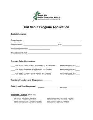 Girl Scout Program Application
