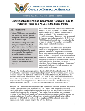 Questionable Billing and Geographic Hotspots Point to Potential Fraud and Abuse in Medicare Part D OEI-02-15-00190 0615 Report - oig hhs