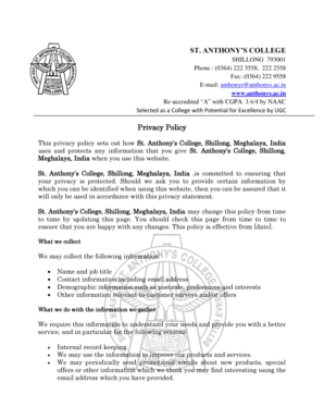 Privacy Policy - St Anthony39s College Shillong - anthonys ac