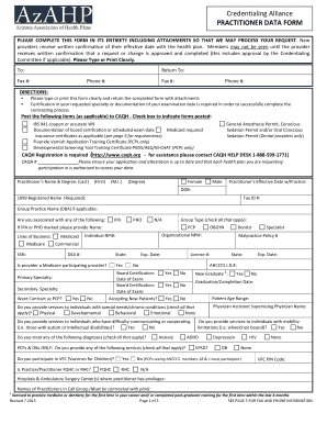 Fillable Online Azahp Practitioner Data Form Care1st Health Plan