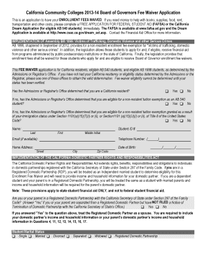 California Community Colleges Board of Governors Fee Waiver Application