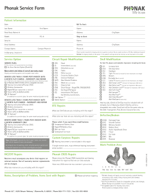 phonak return for credit form