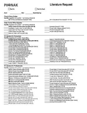 Phonak Product Order Form