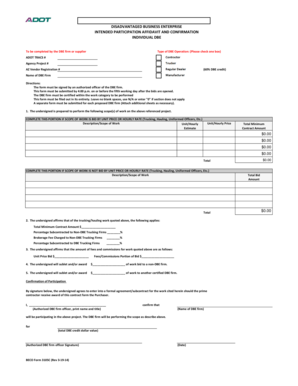 Disadvantaged Business Enterprise Participation Affidavit