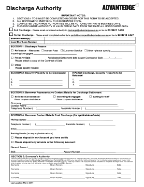 Discharge Authority Form