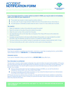 NSW Motor Accident Notification Form