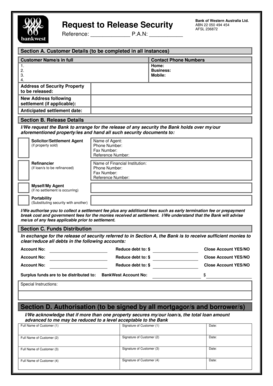 Request to Release Security