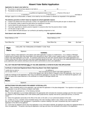 Michigan Absent Voter Ballot Application