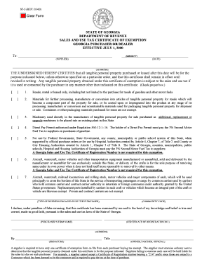 Georgia Sales and Use Tax Certificate of Exemption