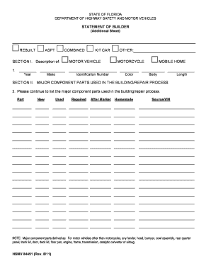 Florida Statement of Builder Form
