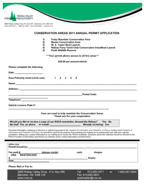 2011 Annual Permit Application for Conservation Areas