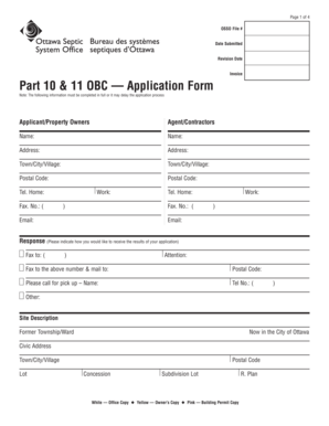 Ontario Sewage System Permit Application Form