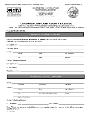 Consumer Complaint About a Licensed Accountant