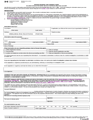 Search Request and Consent Form for Divorce Information