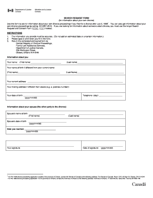 Divorce Proceedings Search Request Form