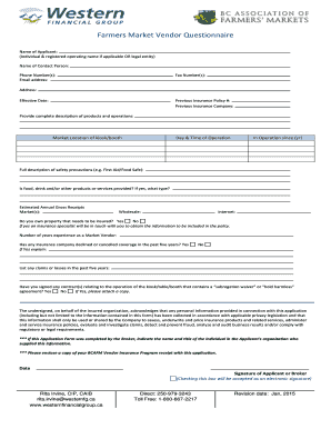 Farmers Market Vendor Questionnaire