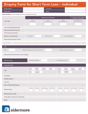 Short Term Loan Application Form