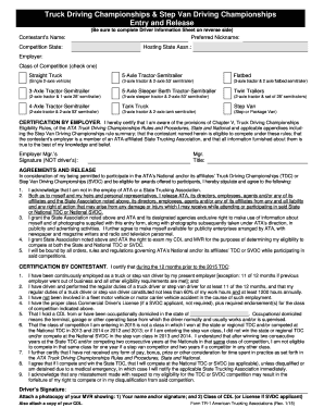ATA Truck Driving Championships Entry Form
