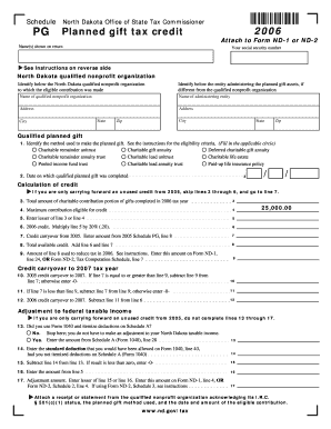 North Dakota Planned Gift Tax Credit Form 2006