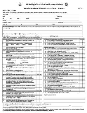 Ohio High School Athletic Association Preparticipation Physical Evaluation