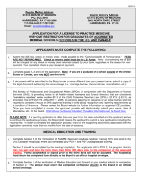 Pennsylvania Medical License Application