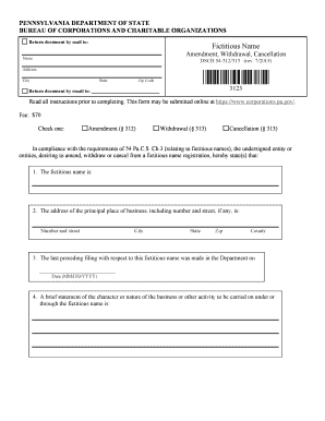 Pennsylvania Fictitious Name Amendment Form