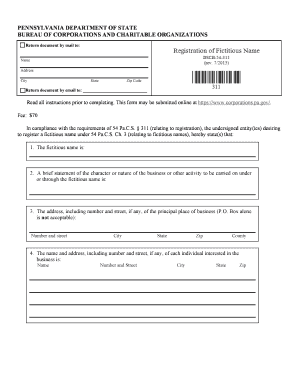 Pennsylvania Fictitious Name Registration Form
