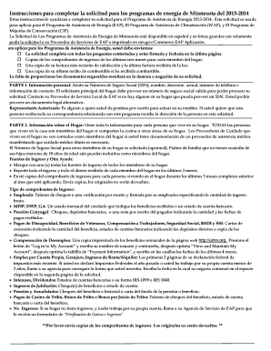 Solicitud para los programas de energía de Minnesota del 2013-2014