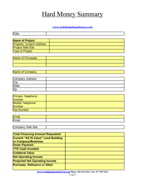 Hard Money Loan Application Form