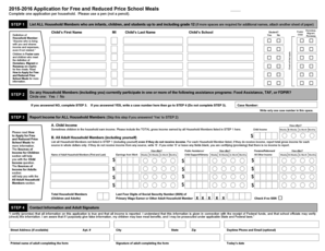 2015-2016 Application for Free and Reduced Price School Meals