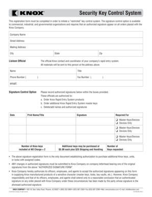 Knox Security Key Control System Registration Form