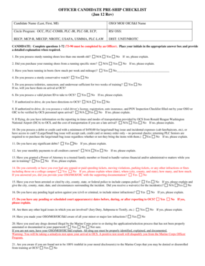 Officer Candidate Pre-Ship Checklist