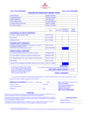 Exhibitor Services Order Form