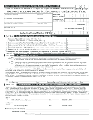 Oklahoma Individual Income Tax Declaration for Electronic Filing