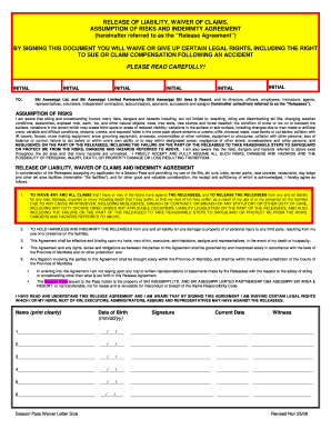 Season Pass Waiver Letter Size - Asessippi Ski Area amp Resort