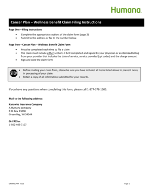 Cancer Plan Wellness Benefit Claim Form