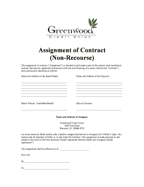 Assignment of Contract Non-Recourse - Greenwood Credit Union