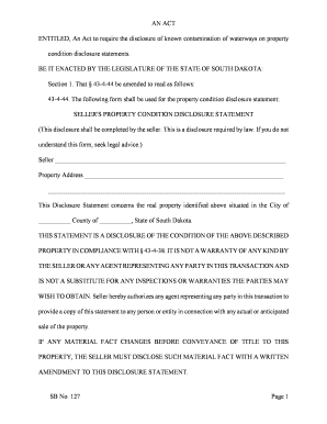 South Dakota Waterway Contamination Disclosure Form