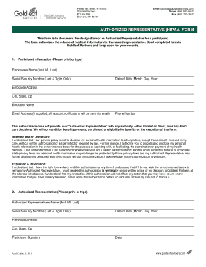 HIPAA Authorized Representative Form