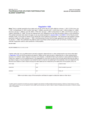 California Teleproduction Postproduction Tax Exemption Certificate