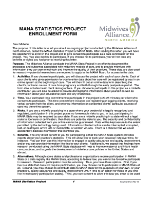 MANA Statistics Project Enrollment Form