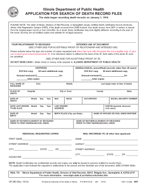 Illinois Death Record Application