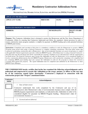 Mandatory Contractor Addendum Form