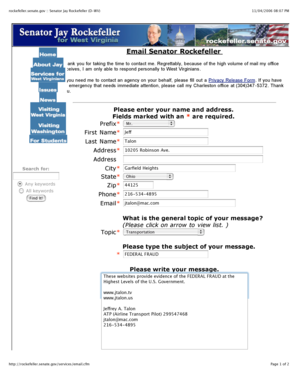 Senator Contact Form