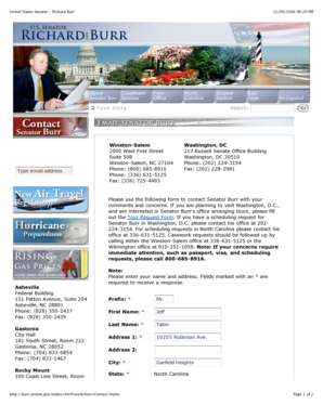 Contact Senator Richard Burr Form